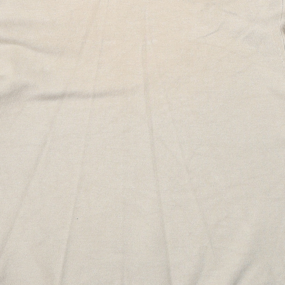 Marks & Spencer Womens Beige V-Neck Viscose Pullover Jumper Size 12