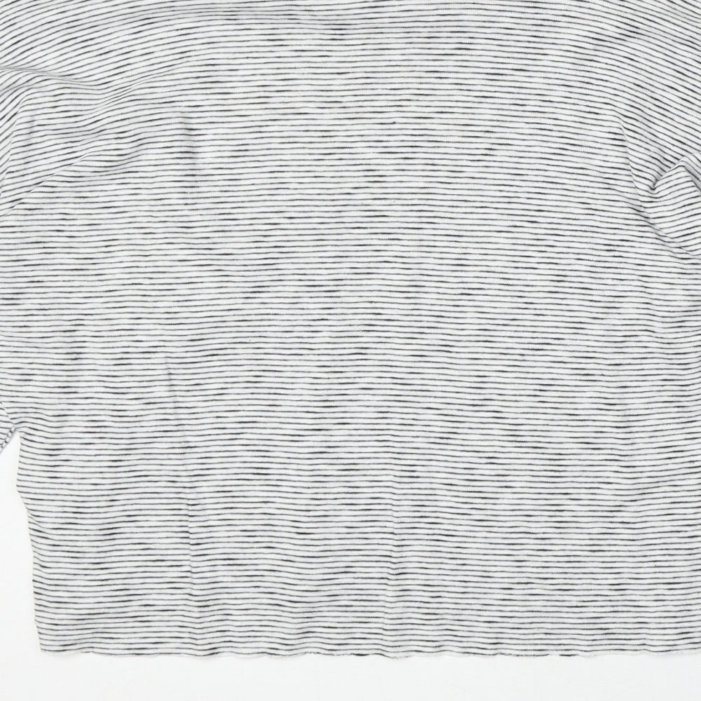 Topshop Womens White Striped 100% Cotton Basic T-Shirt Size 6 Round Neck - No Love Lost