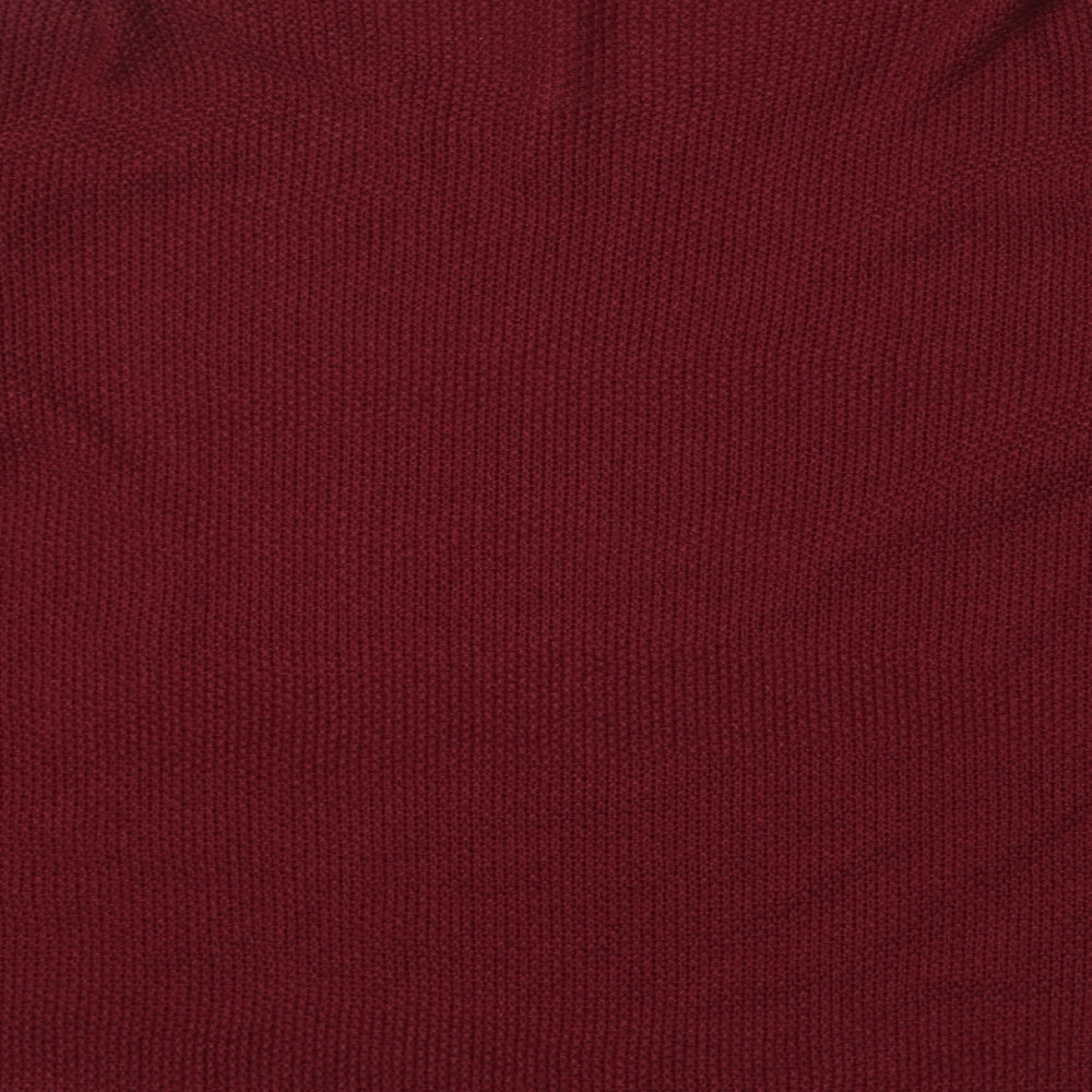 Yoins Womens Red V-Neck Acrylic Pullover Jumper Size XL