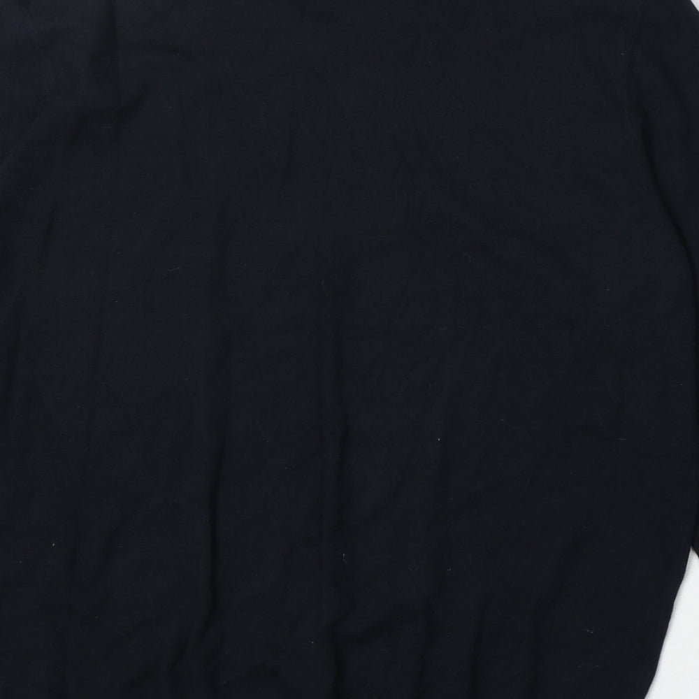M&Co Womens Blue V-Neck Cotton Pullover Jumper Size L