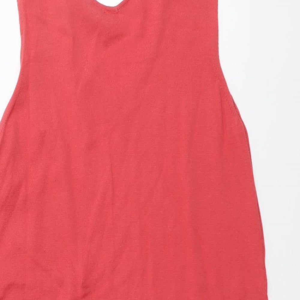 Dorothy Perkins Womens Pink Cotton Basic Tank Size 10 V-Neck
