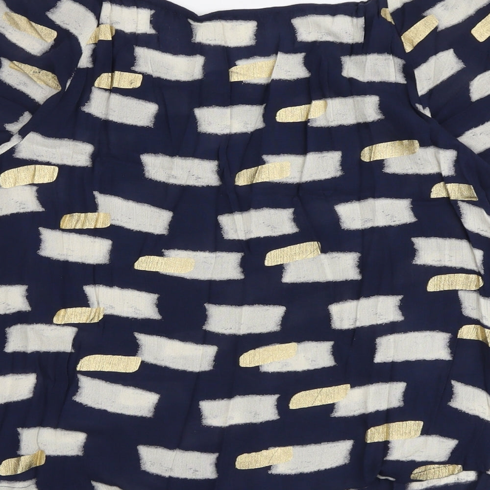 Monsoon Womens Black Geometric Viscose Basic Blouse Size S Boat Neck