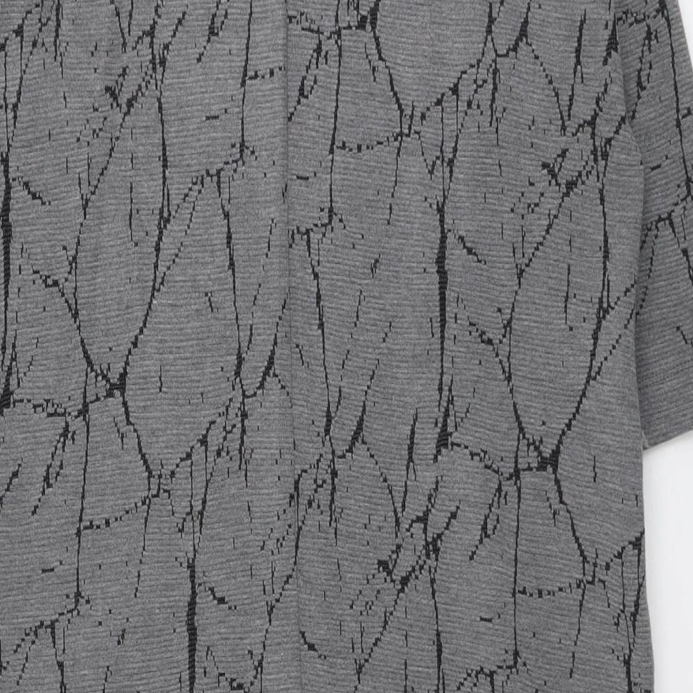 Roman Womens Grey Geometric Polyester A-Line Size 12 Round Neck Zip