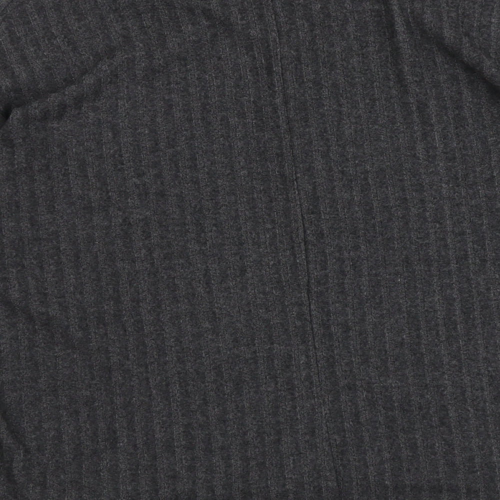 New Look Womens Grey V-Neck Polyester Pullover Jumper Size S