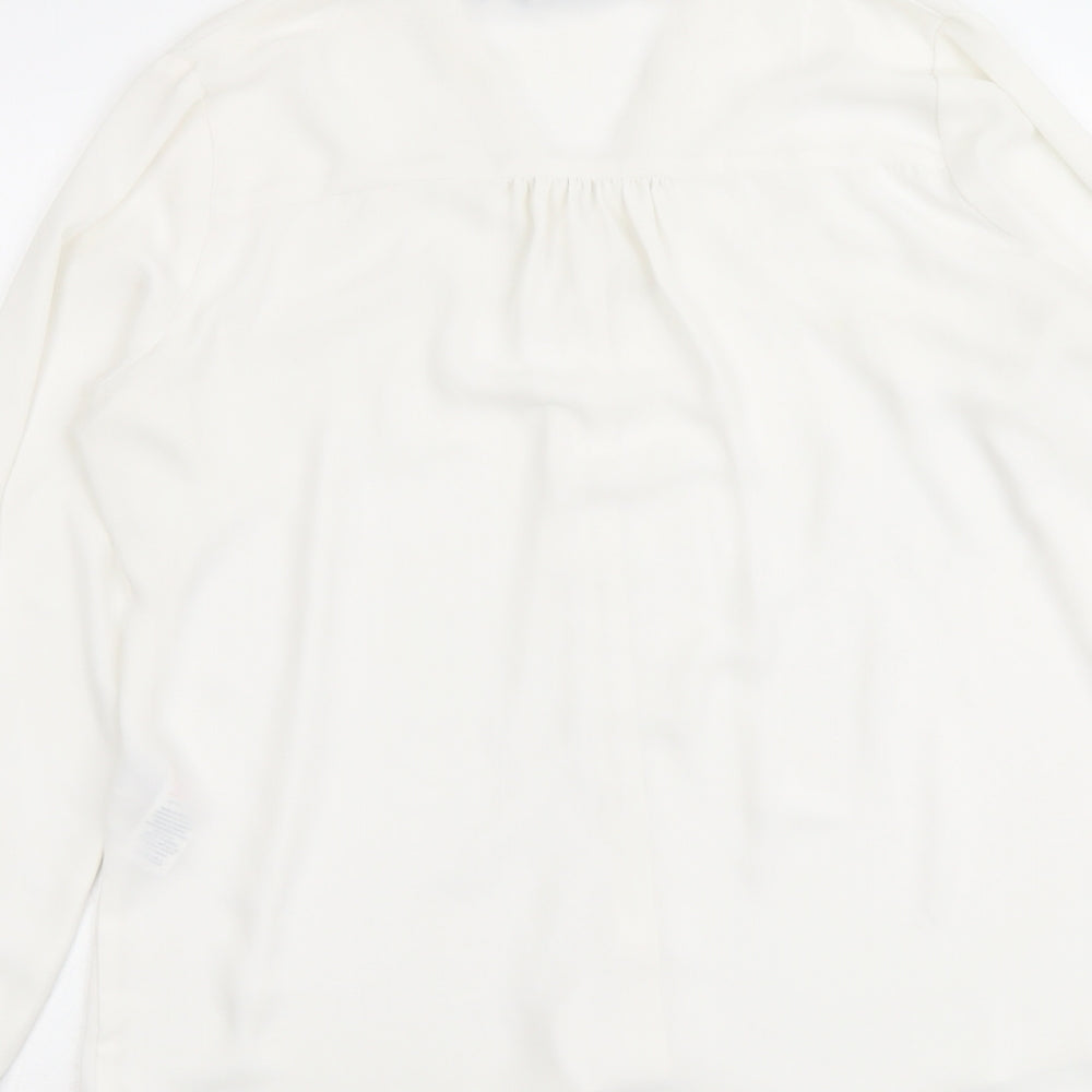 New Look Womens White Polyester Basic Button-Up Size 14 V-Neck