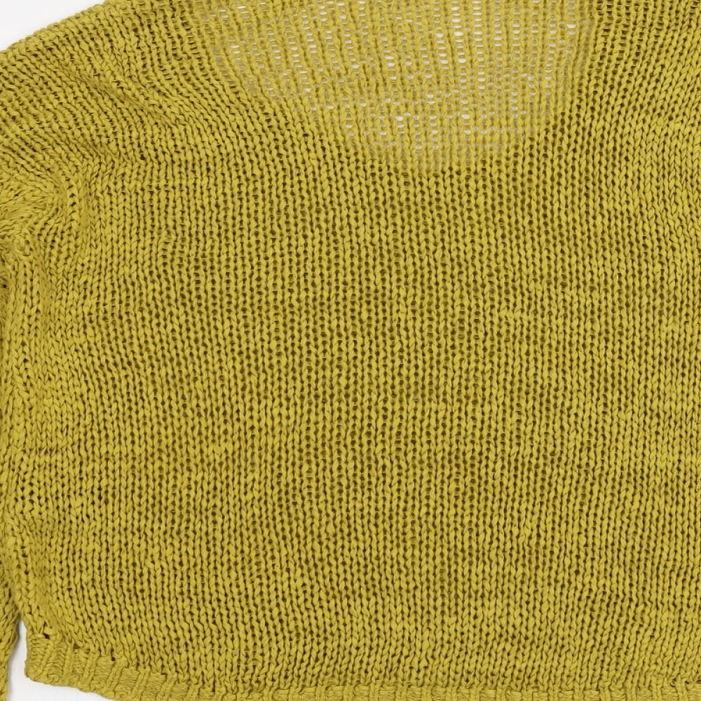 H&M Womens Yellow V-Neck Acrylic Pullover Jumper Size L