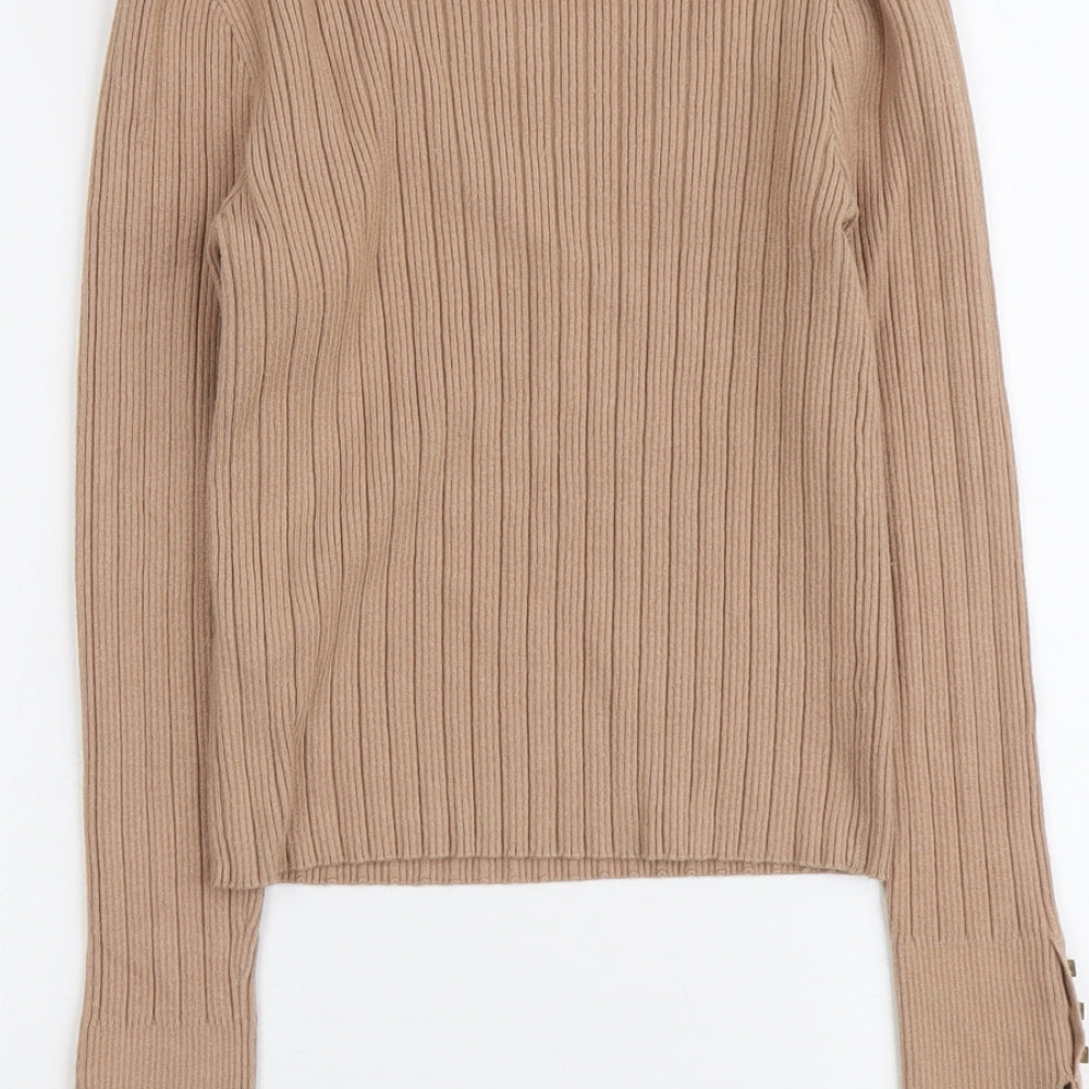 ASOS Womens Beige V-Neck Viscose Pullover Jumper Size 10