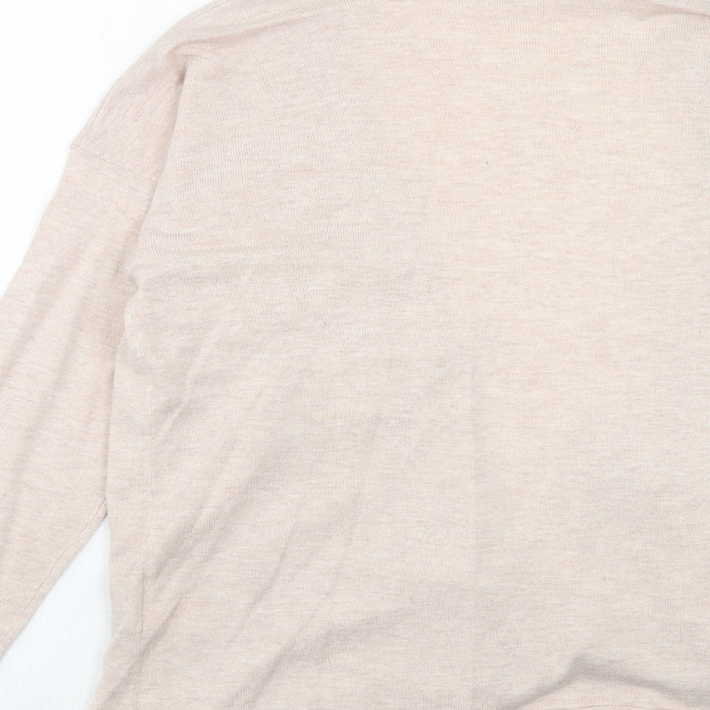 H&M Womens Pink V-Neck Polyester Cardigan Jumper Size M