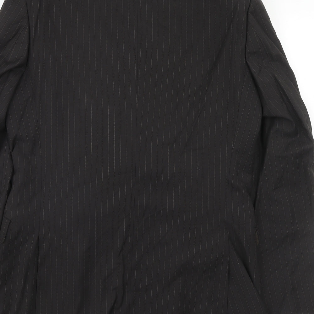 Burton Mens Brown Striped Polyester Jacket Suit Jacket Size 40 Regular