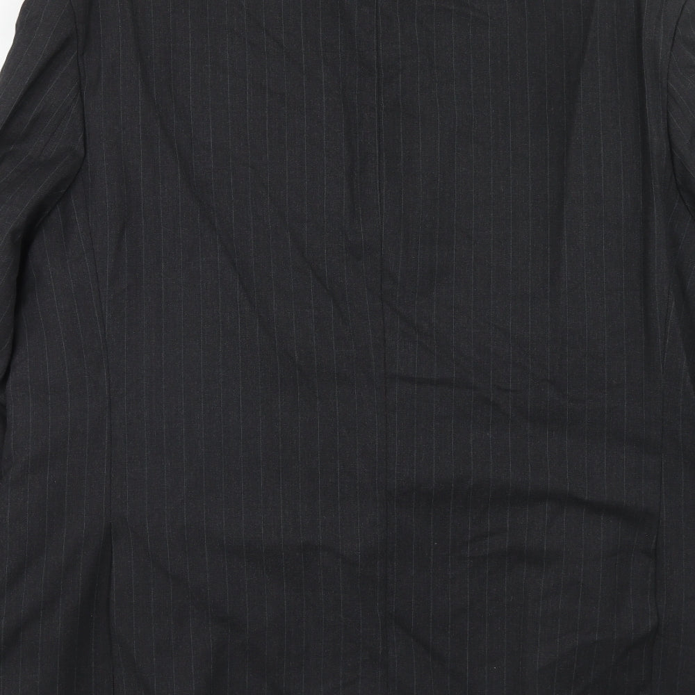 Burton Mens Grey Striped Polyester Jacket Suit Jacket Size 46 Regular