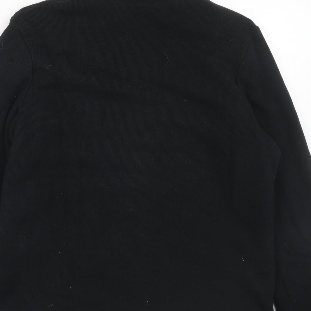 Marks & Spencer Womens Black High Neck Cotton Full Zip Jumper Size 10