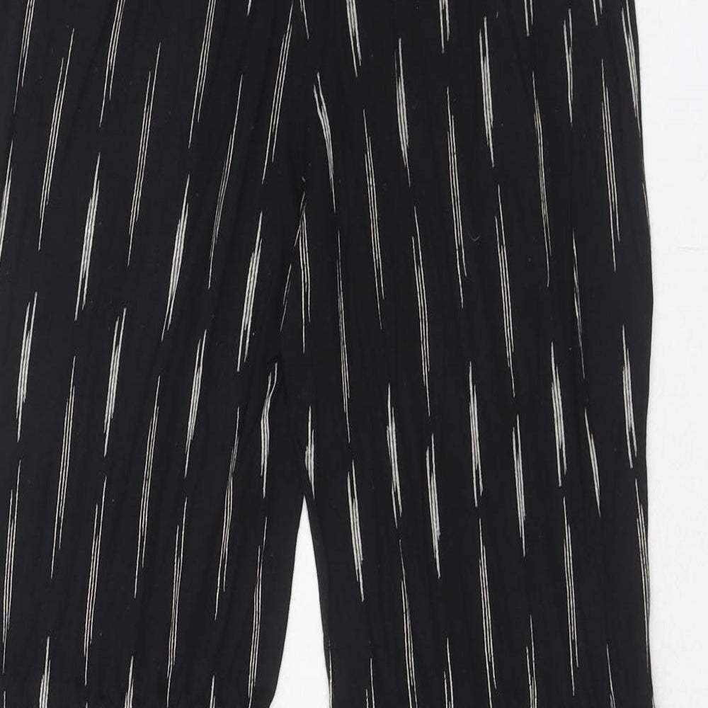 H&M Womens Black Geometric Viscose Trousers Size S Regular
