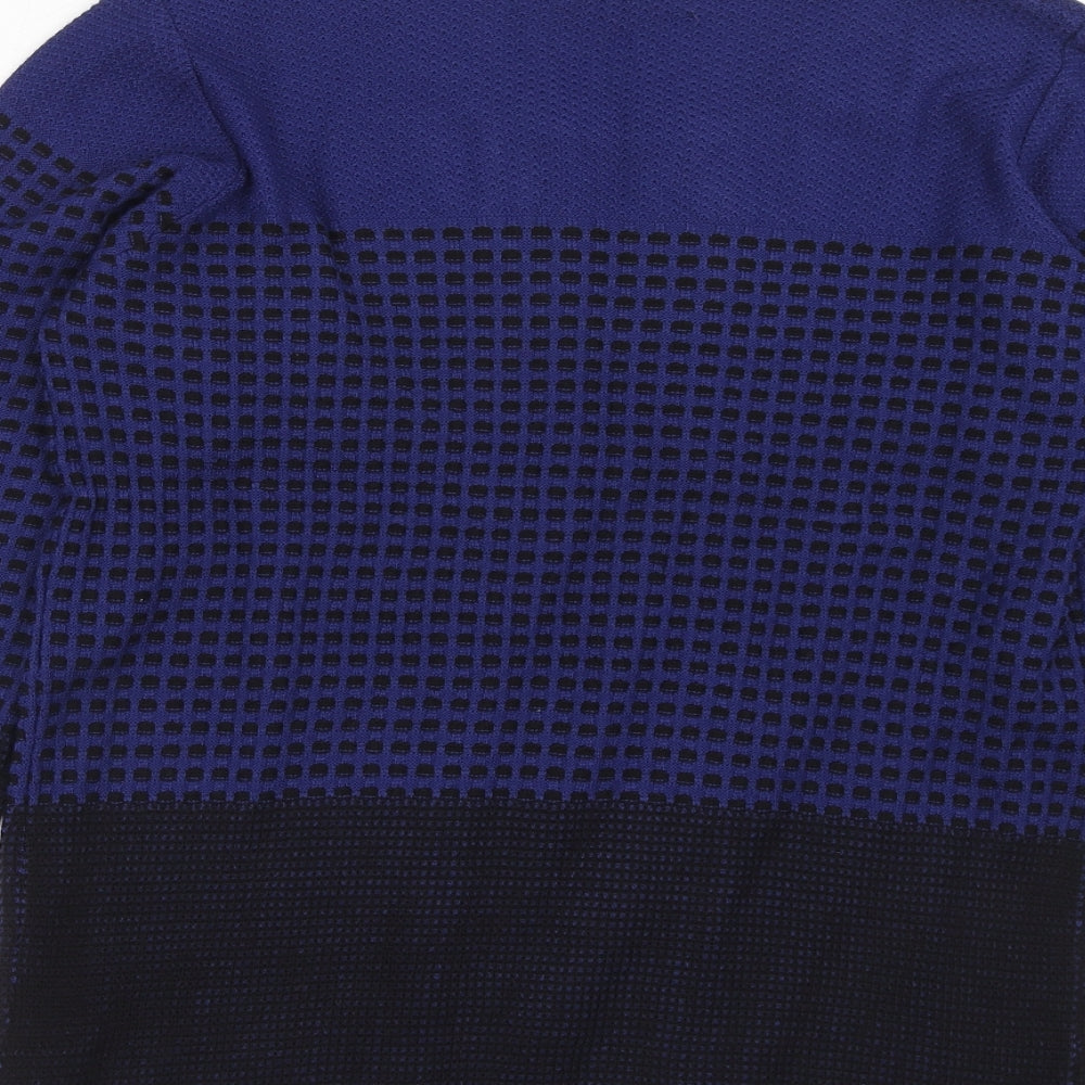 Mudflower Womens Blue Round Neck Geometric Acrylic Pullover Jumper Size S - Size S/M