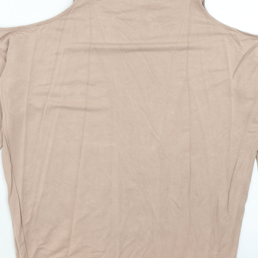 River Island Womens Pink Viscose Pullover Sweatshirt Size 10 Pullover - Cold Shoulder