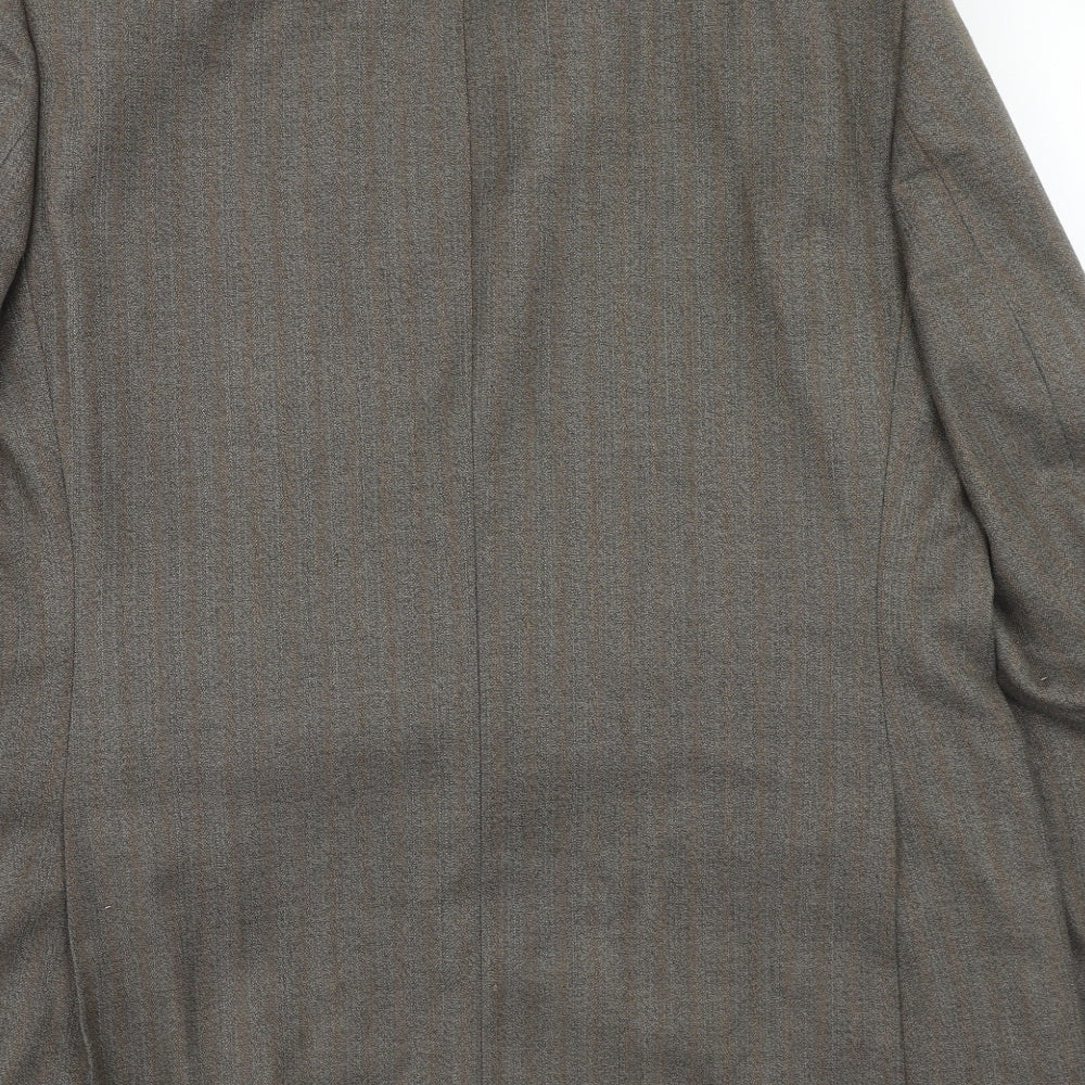 Maenson Mens Brown Striped Polyester Jacket Suit Jacket Size 42 Regular