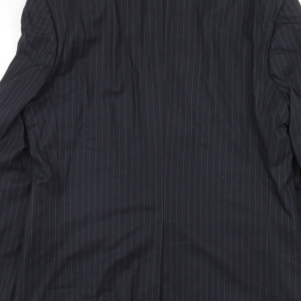 Marks & Spencer Mens Blue Striped Wool Jacket Suit Jacket Size 40 Regular