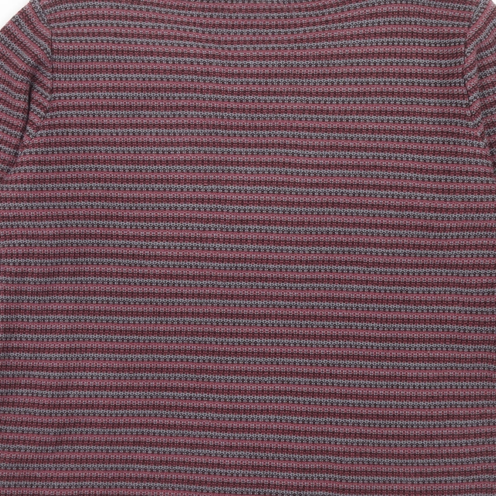 Fay Louise Womens Purple Round Neck Striped Acrylic Pullover Jumper Size S
