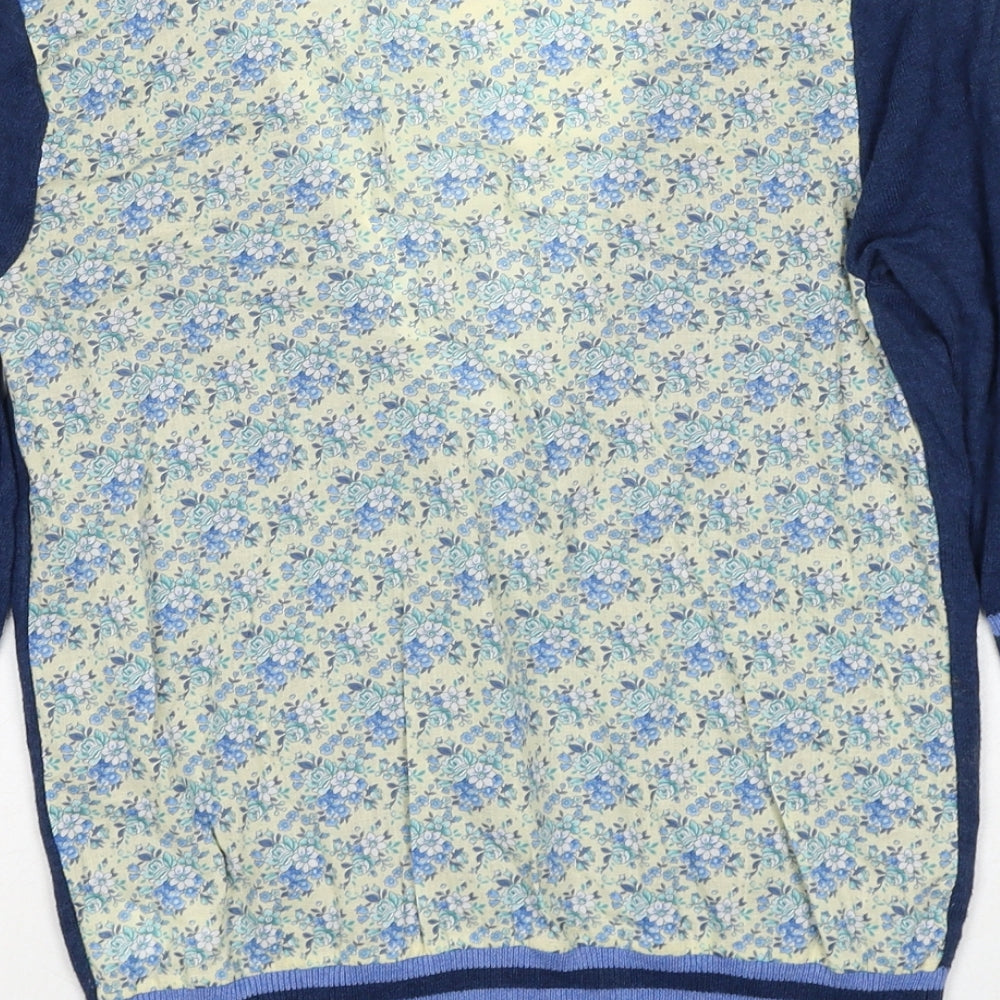 Monsoon Womens Blue V-Neck Cotton Cardigan Jumper Size XS Button