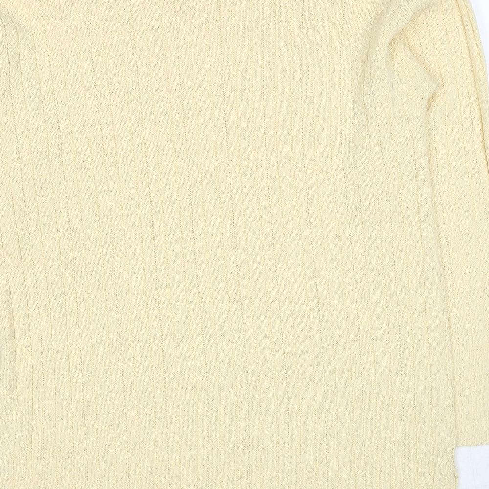 Provacale Womens Yellow Round Neck Acrylic Pullover Jumper Size M