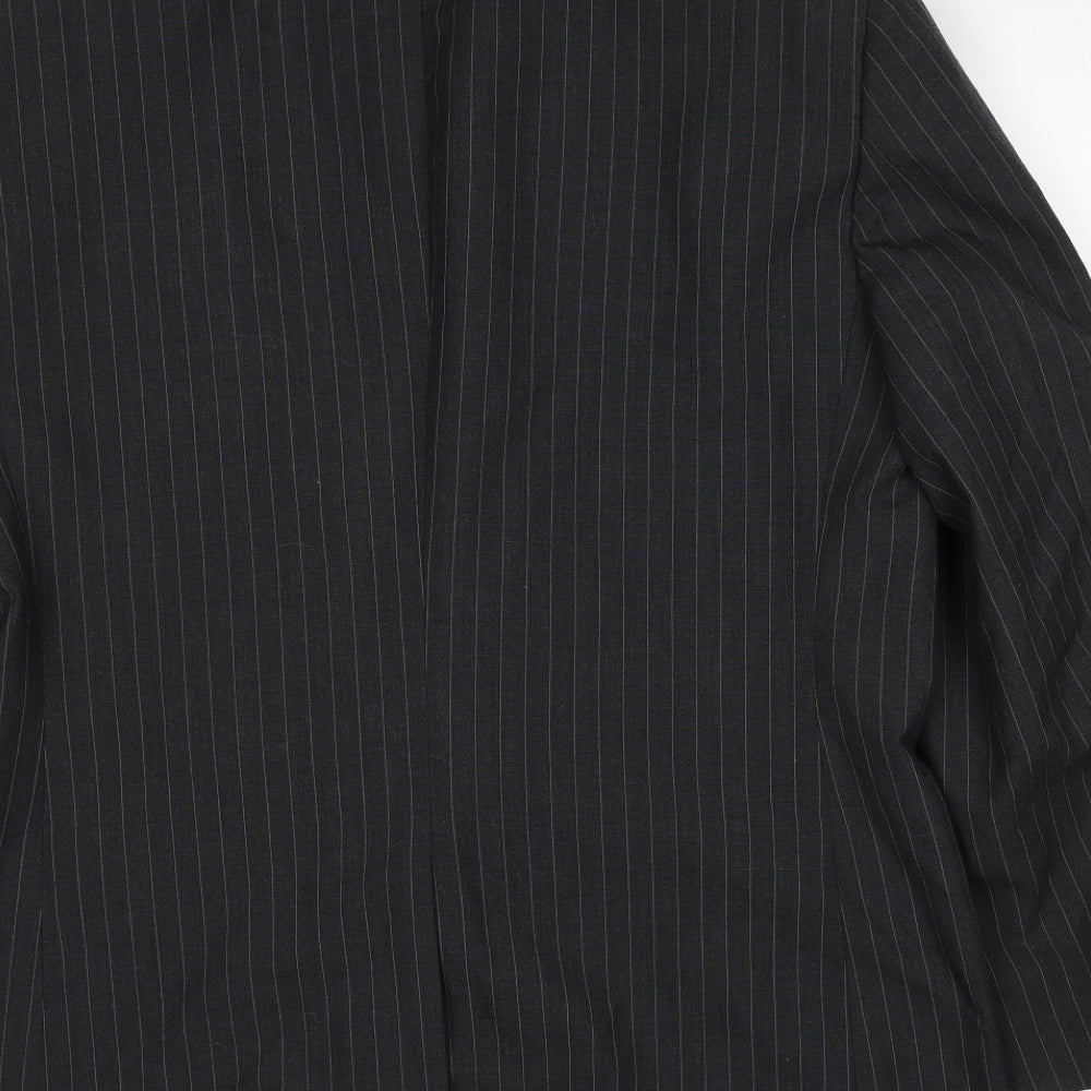 Origin Mens Grey Striped Polyester Jacket Suit Jacket Size 42 Regular
