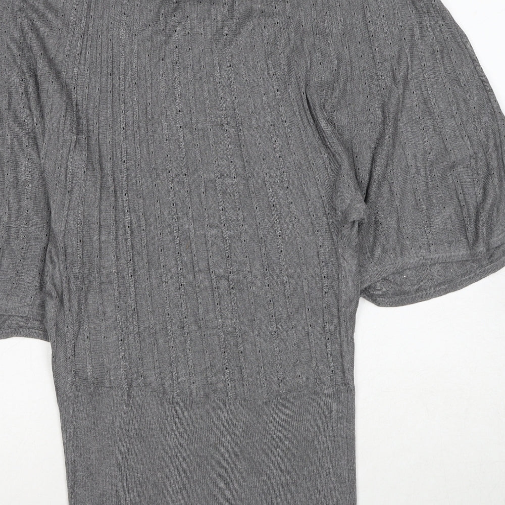 H&M Womens Grey Round Neck Cotton Pullover Jumper Size S