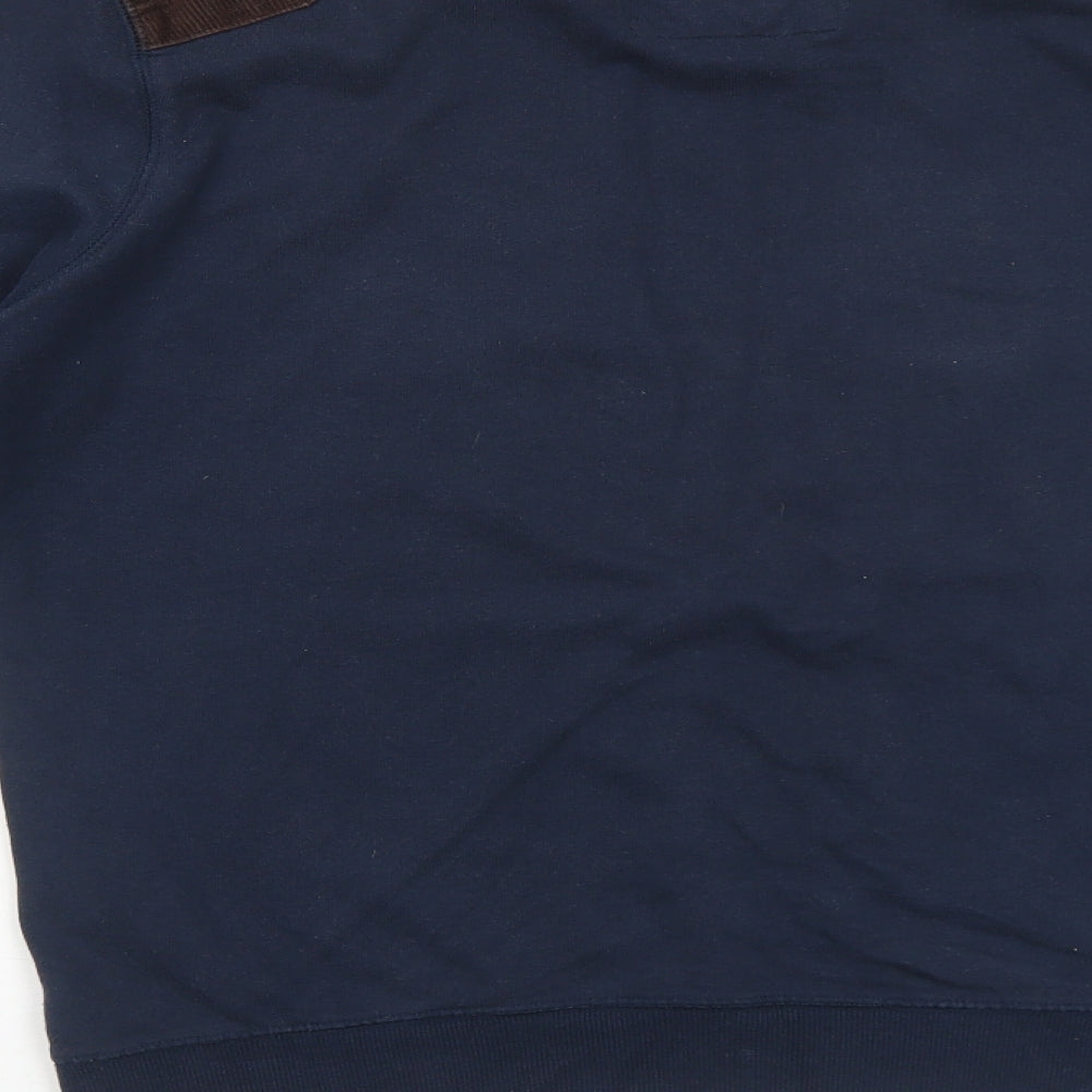 Brave Soul Mens Blue Cotton Pullover Sweatshirt Size S - Elbow Patches