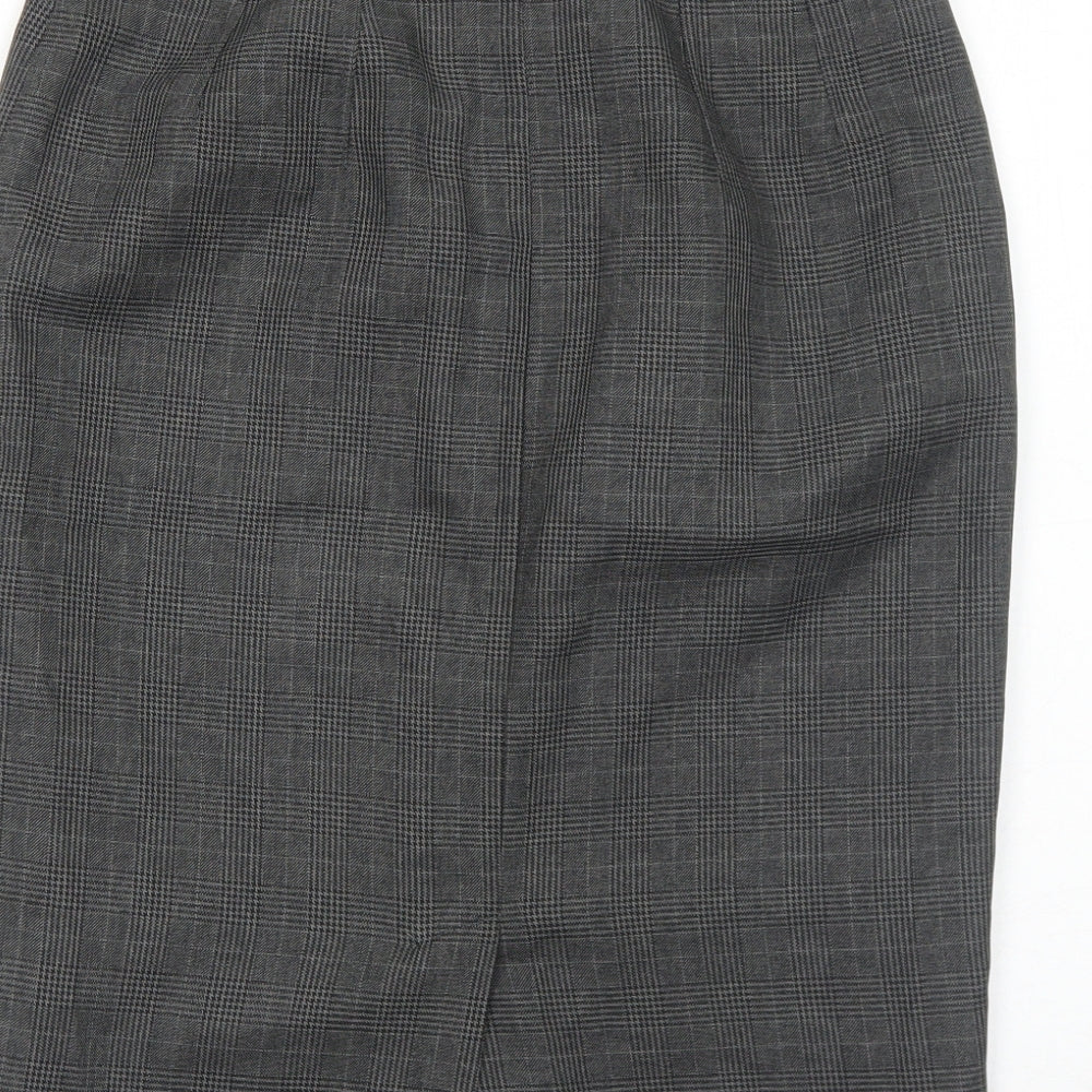 Marks & Spencer Womens Grey Plaid Polyester Straight & Pencil Skirt Size 10 Zip