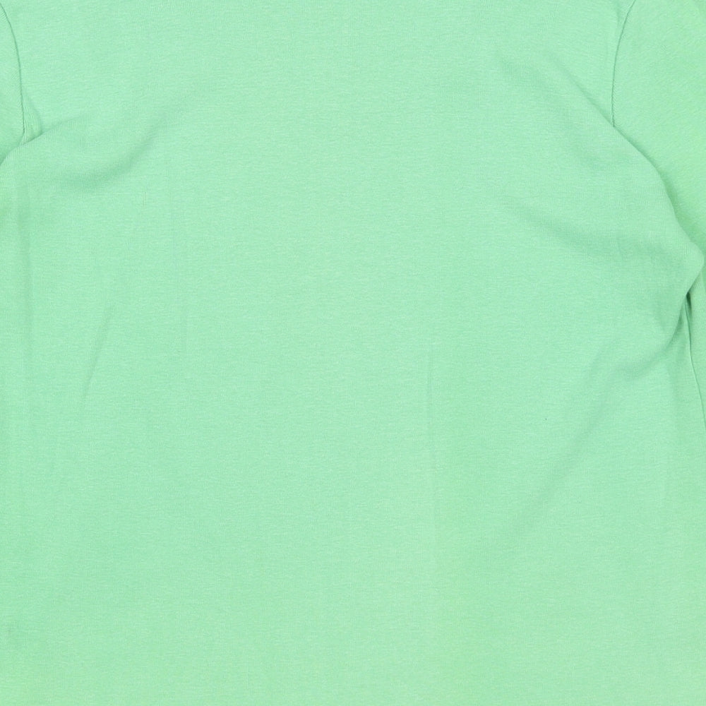 Adini Womens Green Cotton Basic T-Shirt Size M Round Neck