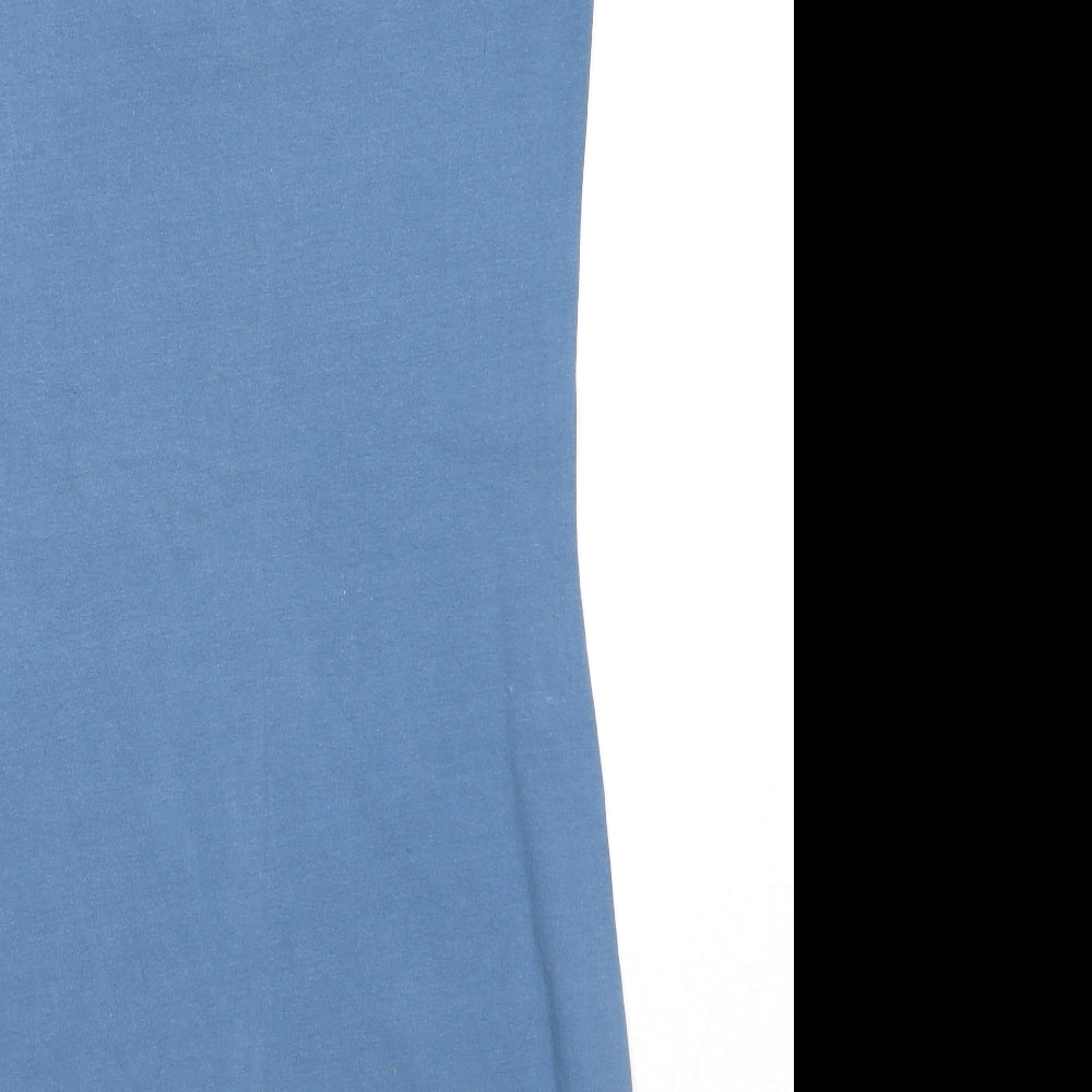 H&M Womens Blue Polyester Tank Dress Size S Round Neck Pullover - Flower Detail