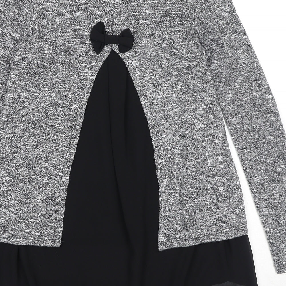 Blue Inc Womens Grey Boat Neck Acrylic Pullover Jumper Size S