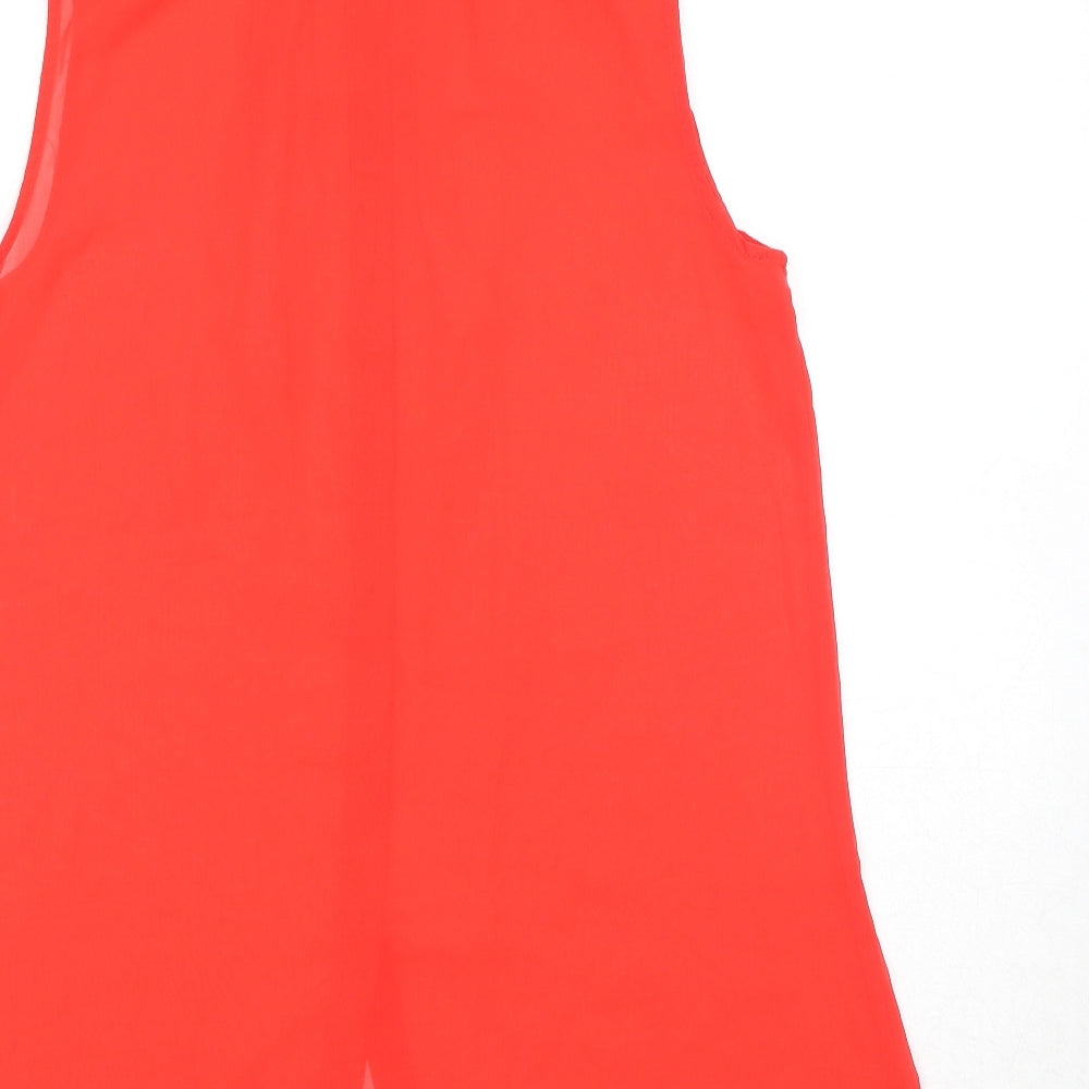 H&M Womens Red Polyester Basic Button-Up Size 10 Collared