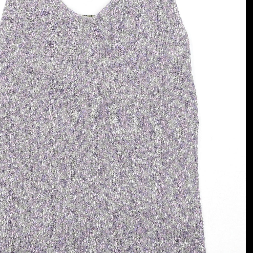 Sigrid Olsen Womens Purple Viscose Basic Tank Size L V-Neck