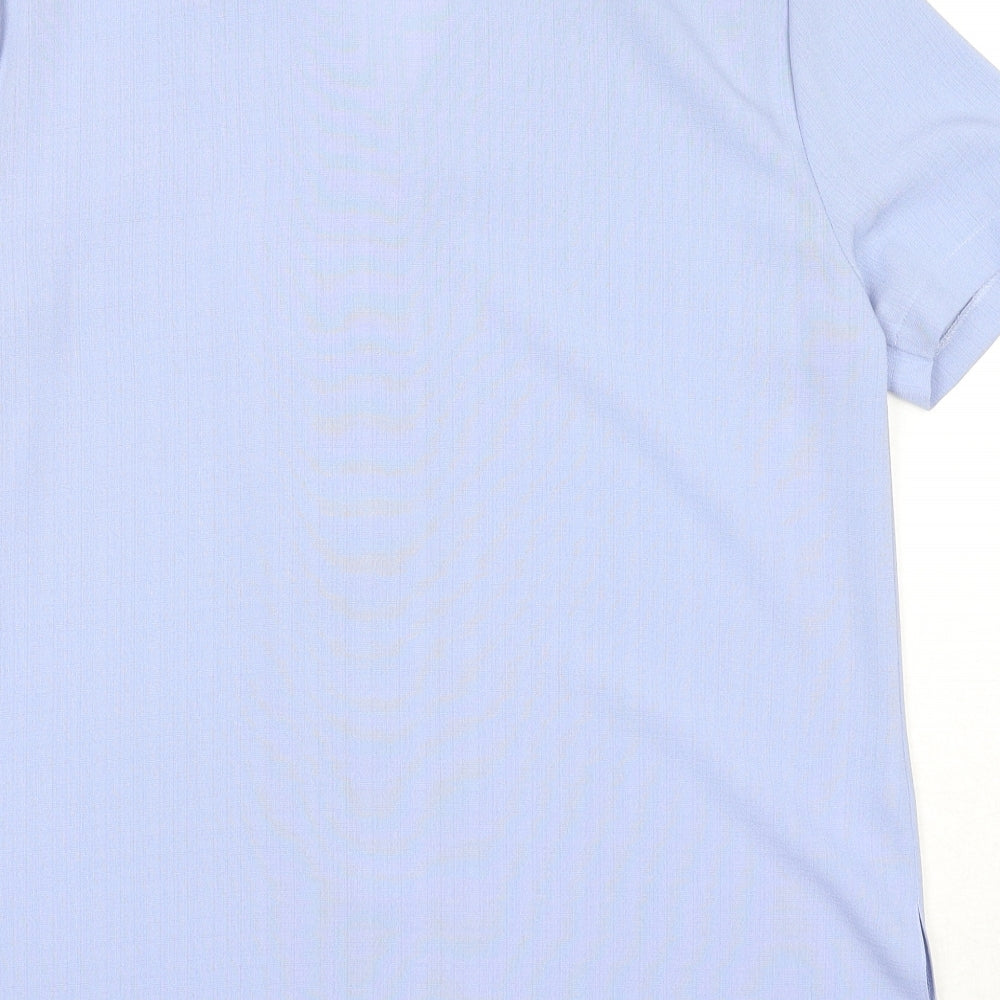 Nightingales Womens Blue Polyester Basic Button-Up Size 12 Collared