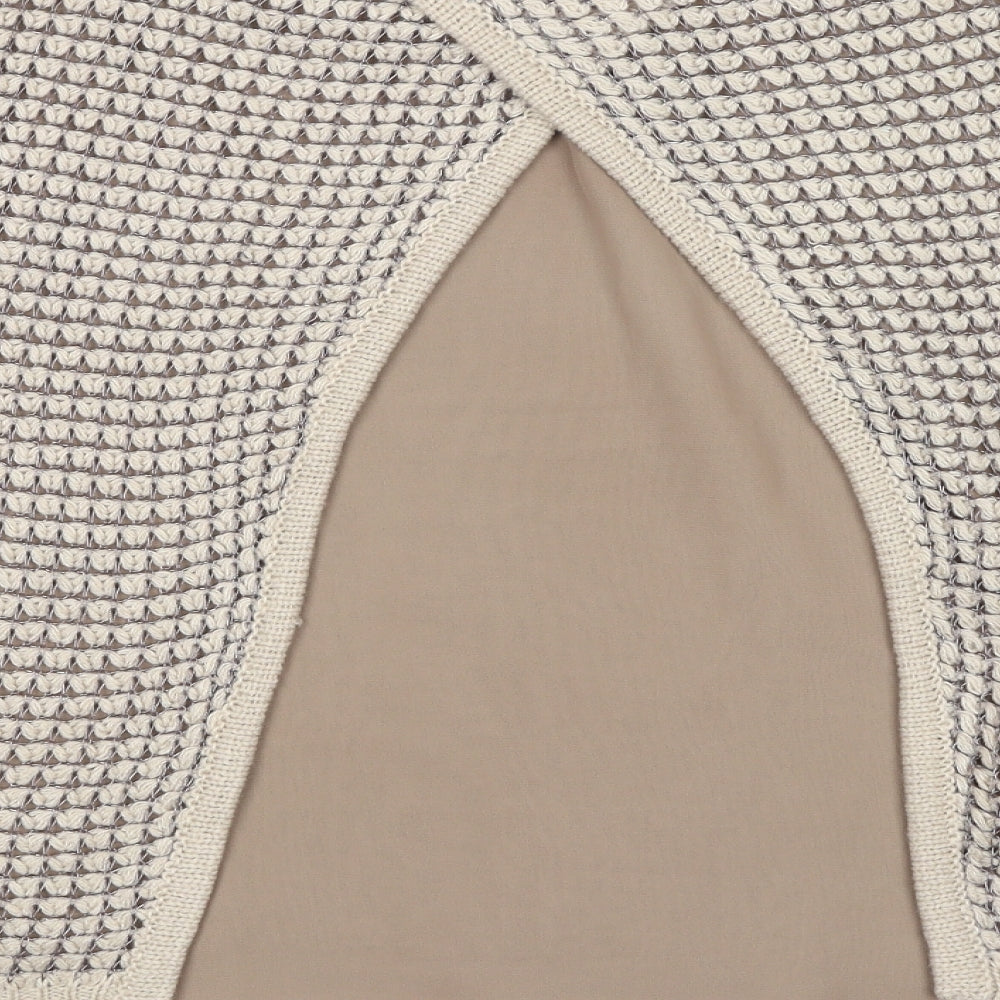 Fransa Womens Beige Round Neck Acrylic Pullover Jumper Size M