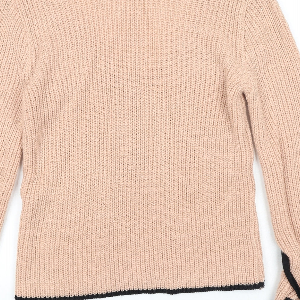 ASOS Womens Pink V-Neck Acrylic Pullover Jumper Size 8