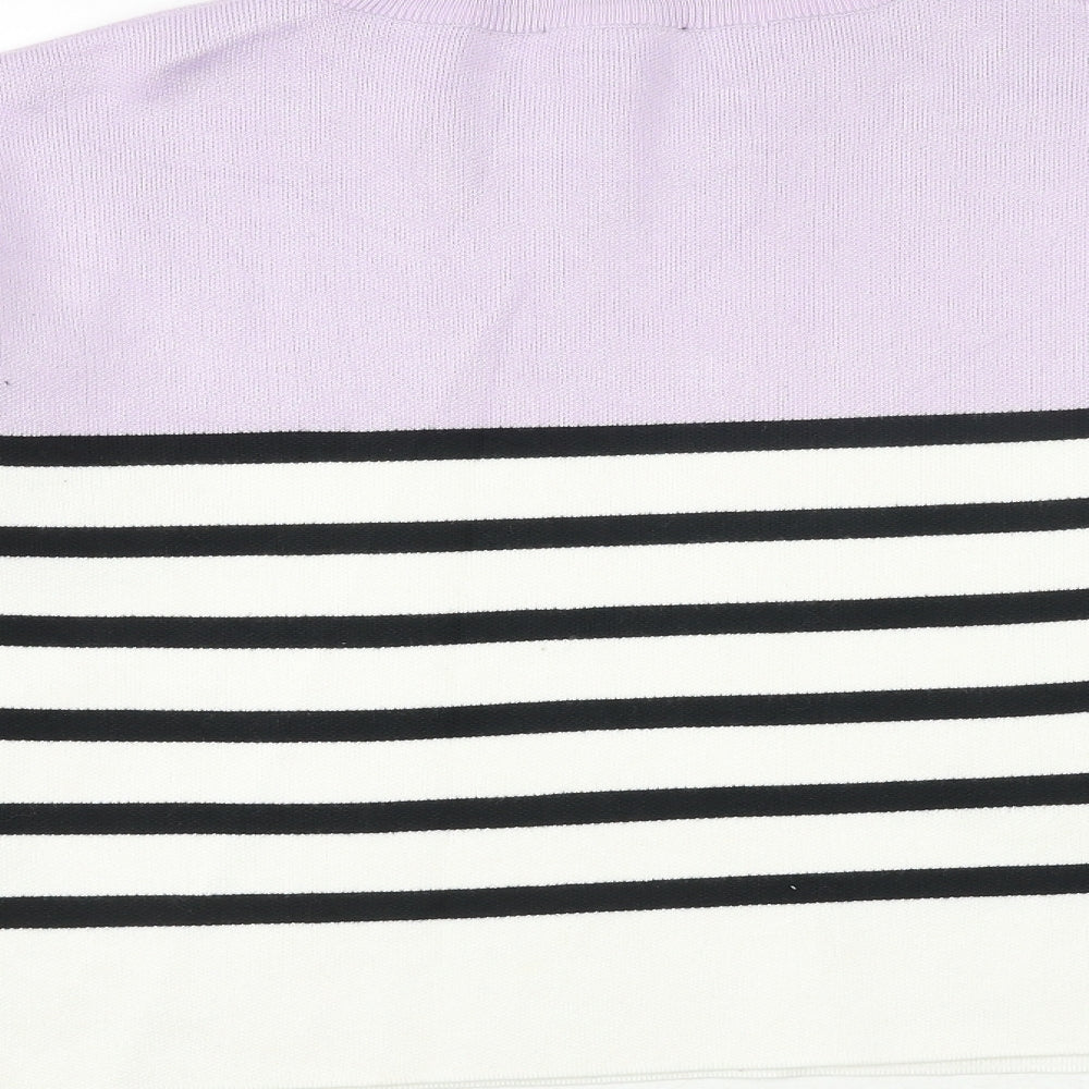 New Look Womens Multicoloured Round Neck Striped Viscose Pullover Jumper Size S