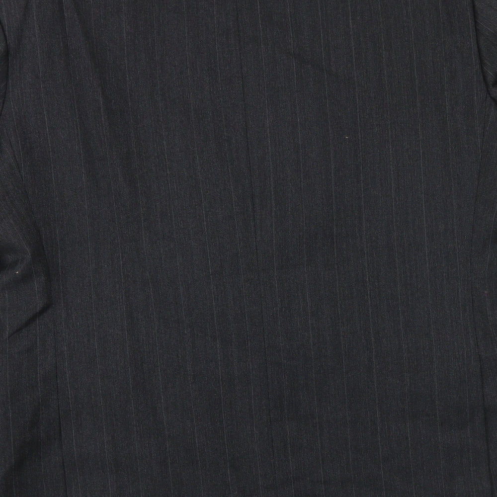 GREENWOODS Mens Grey Striped Polyester Jacket Suit Jacket Size 42 Regular