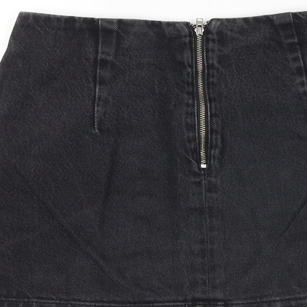 Topshop Womens Grey Cotton Mini Skirt Size 27 in Zip