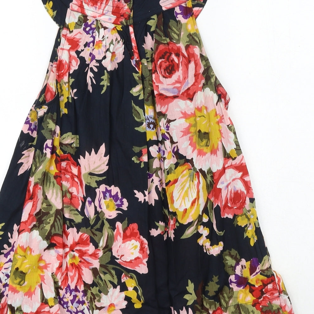 Topshop Womens Multicoloured Floral 100% Cotton Basic Tank Size 8 Round Neck