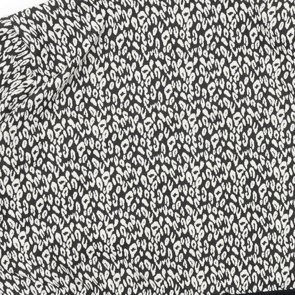 Marks & Spencer Womens Black Round Neck Geometric Polyester Cardigan Jumper Size 12
