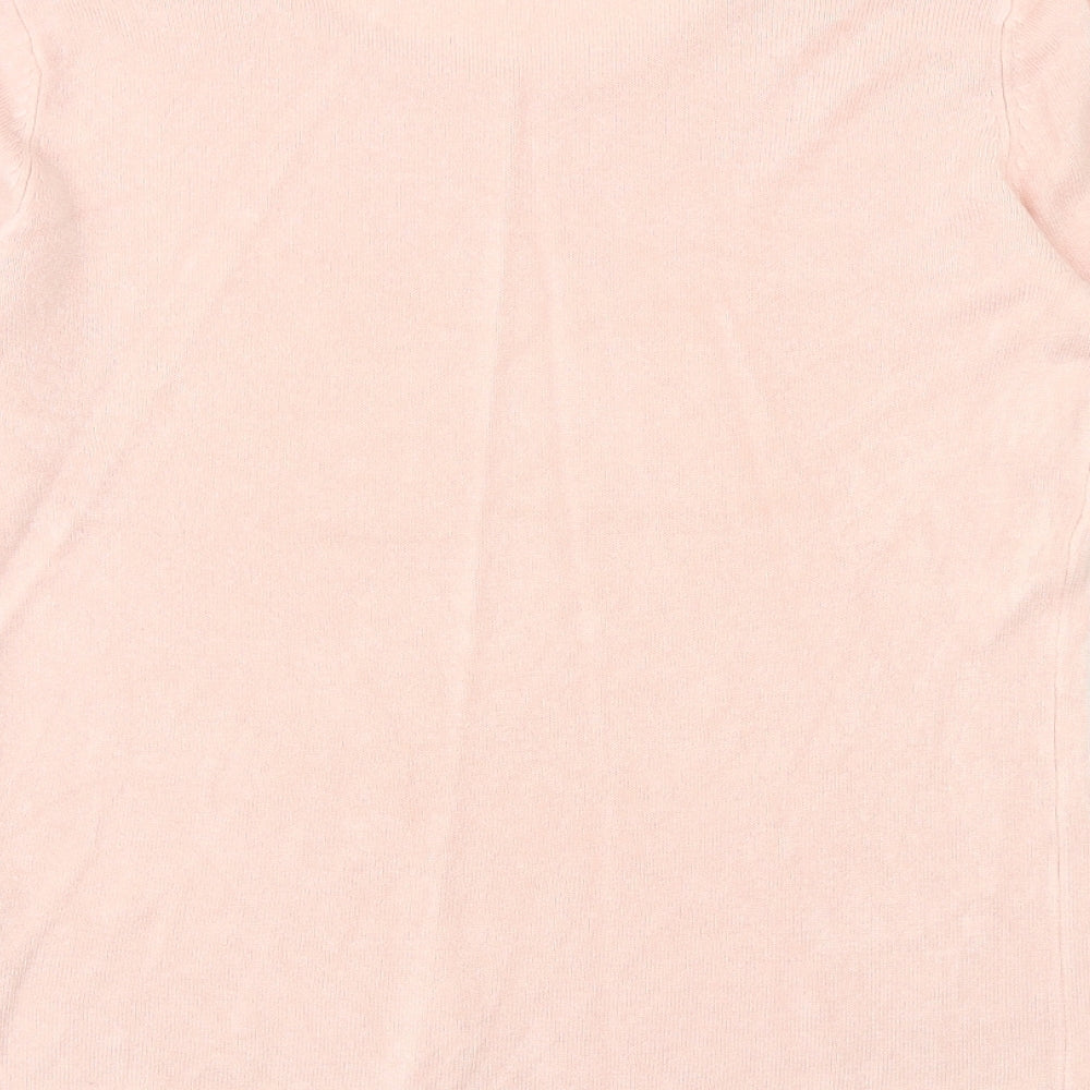 Bonmarché Womens Pink Round Neck Acrylic Pullover Jumper Size S