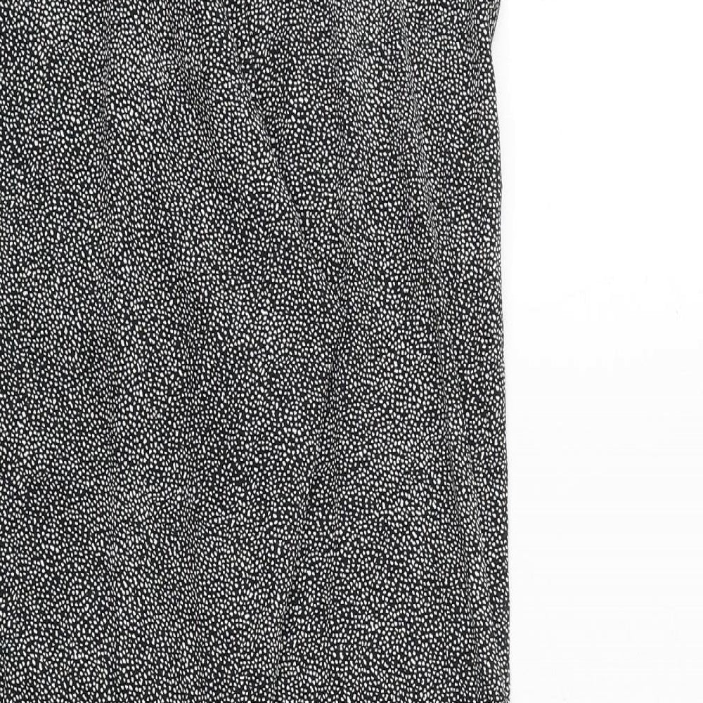 H&M Womens Black Geometric Polyester Trousers Size 6 Regular