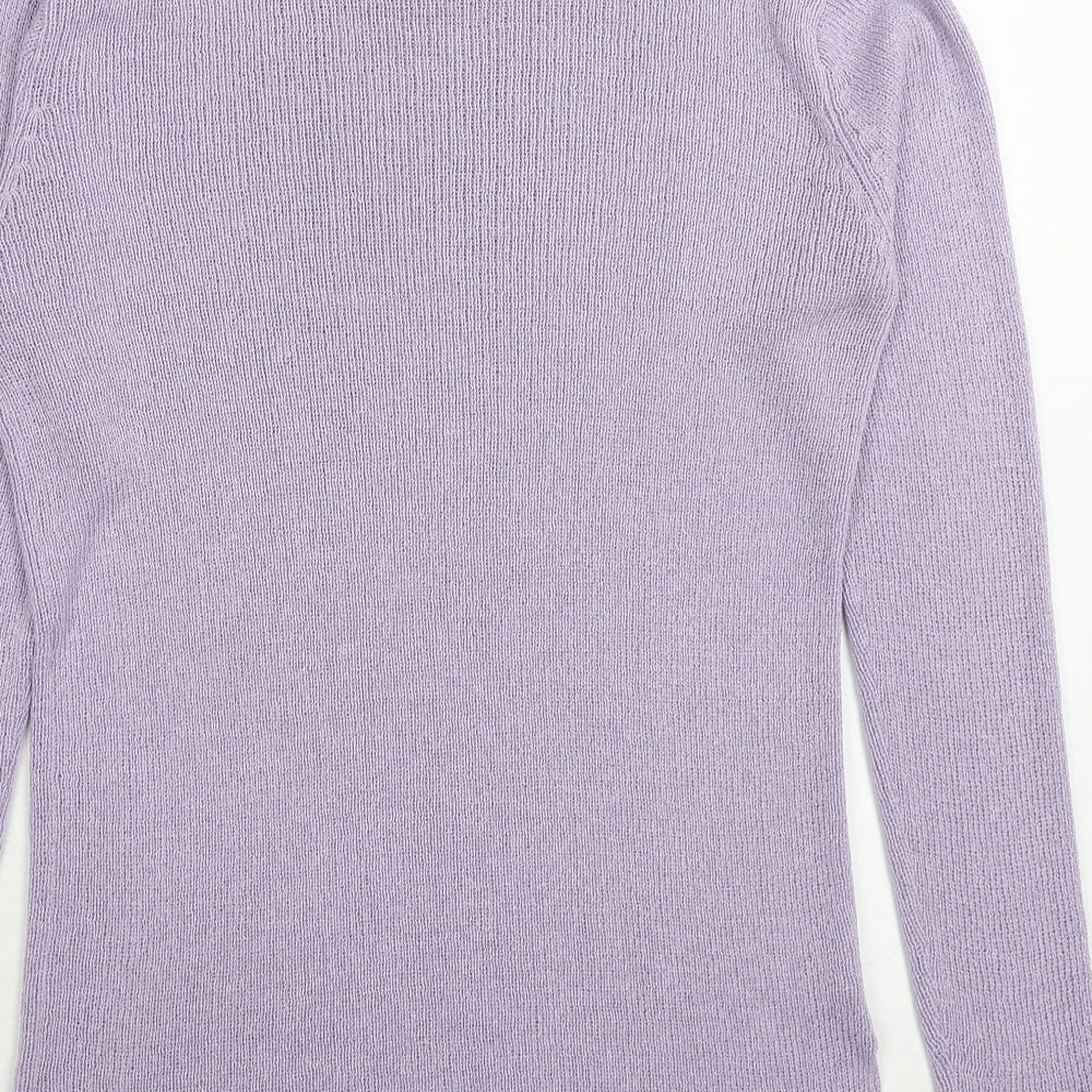 Joie De Vivre Womens Purple Round Neck Acrylic Pullover Jumper Size M