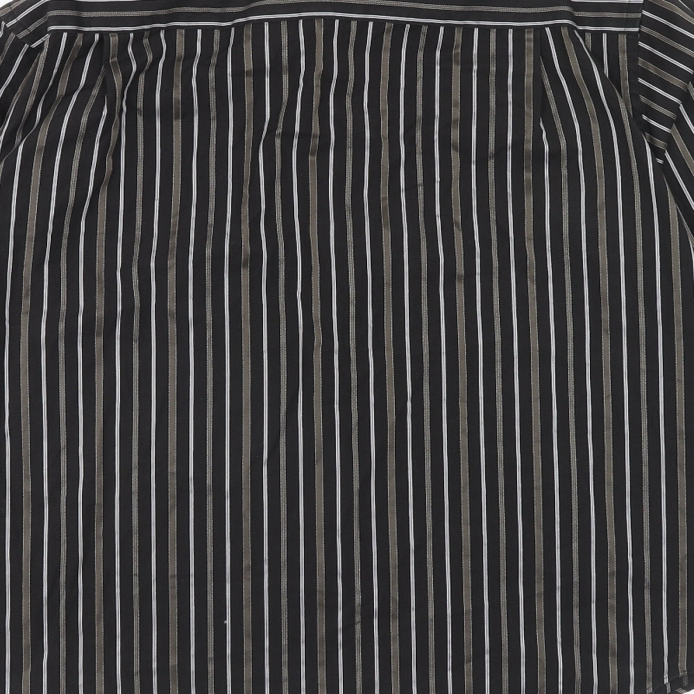 NEXT Mens Black Striped Cotton Button-Up Size 15.5 Collared Button