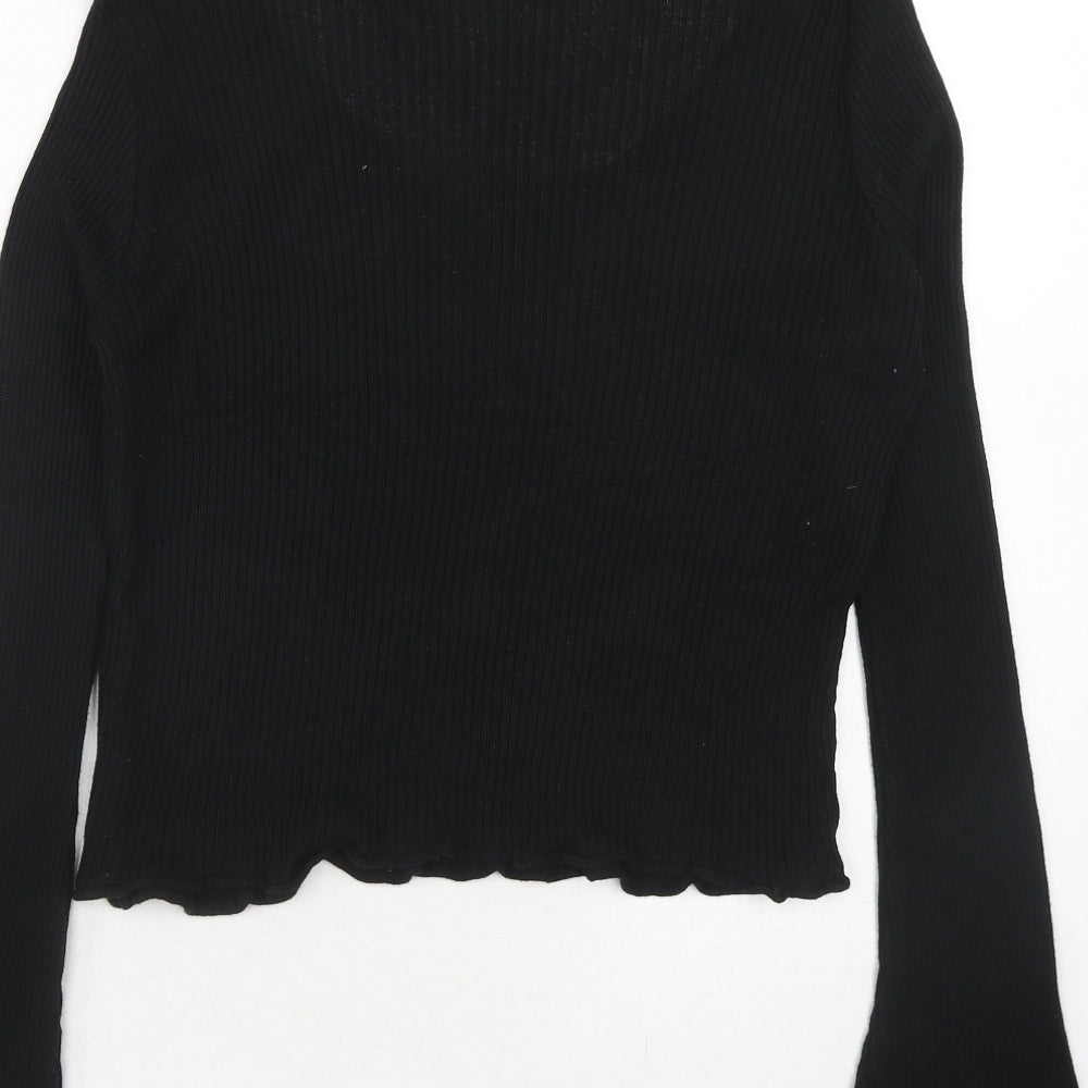 Nasty Gal Womens Black Round Neck Viscose Pullover Jumper Size 12