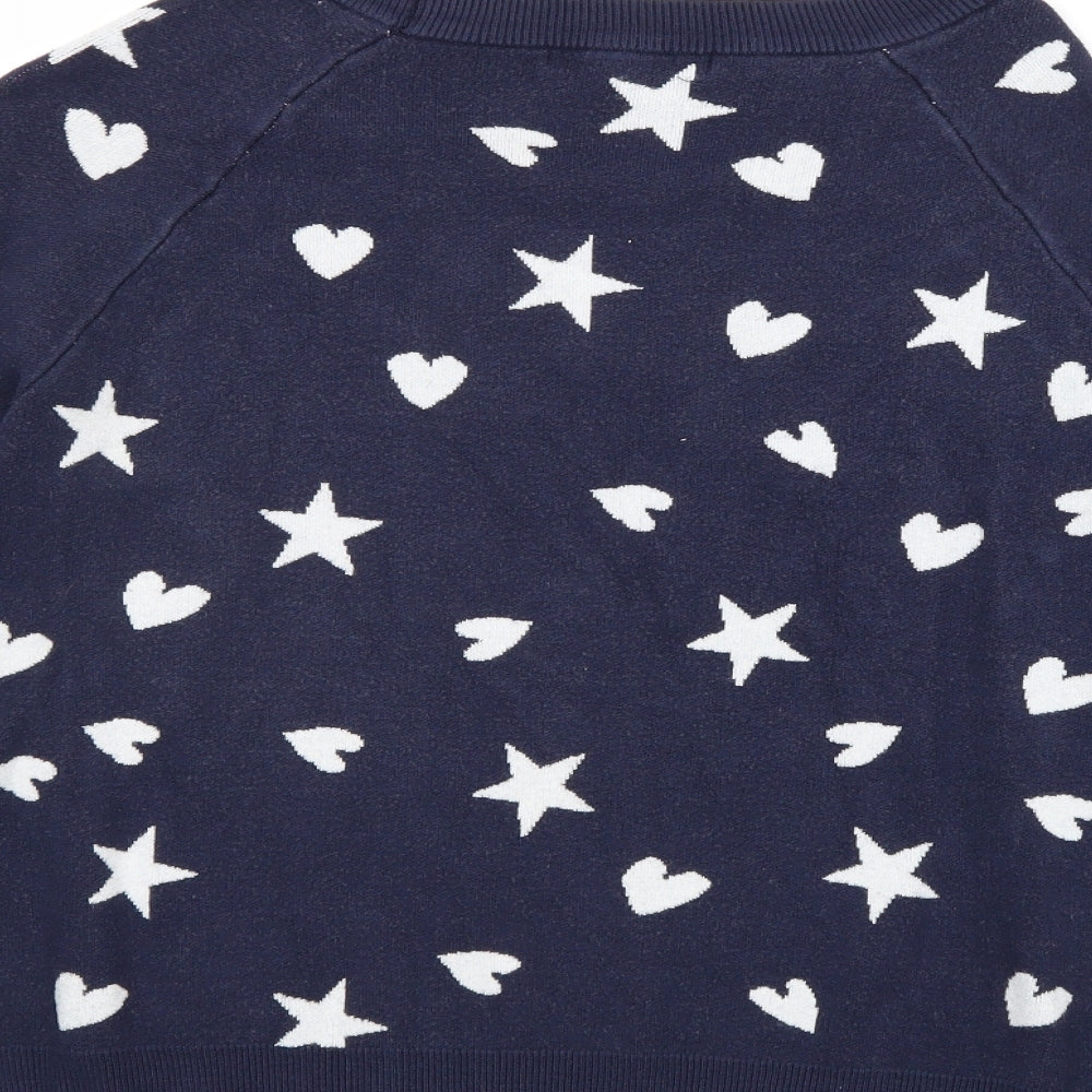 NEXT Womens Blue Geometric Viscose Pullover Sweatshirt Size M Pullover - Love Hearts and Stars