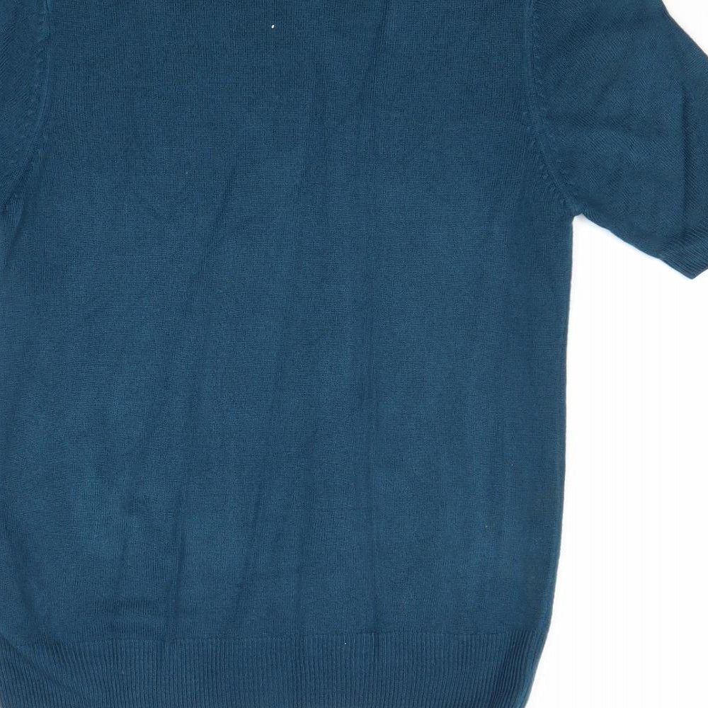 Marks & Spencer Womens Blue Round Neck Acrylic Pullover Jumper Size 8