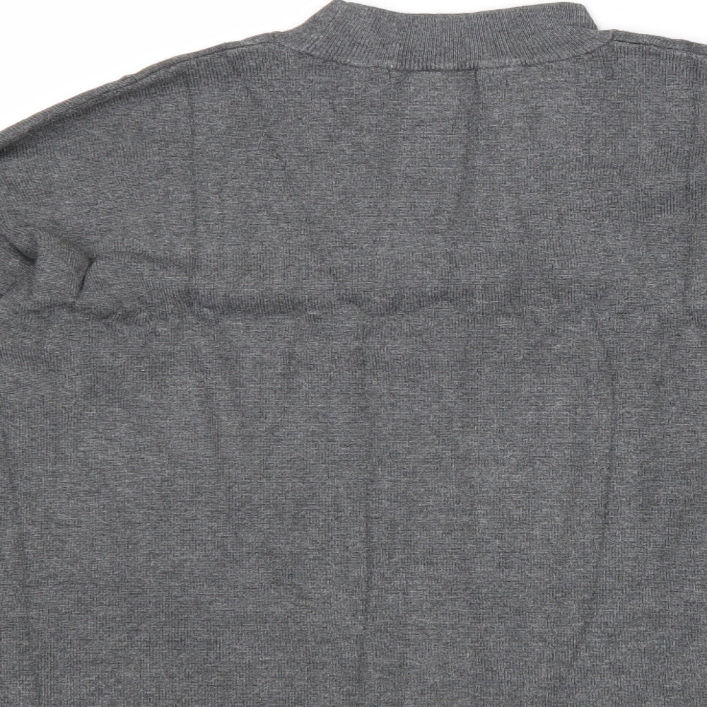 H&M Womens Grey Mock Neck Cotton Pullover Jumper Size S