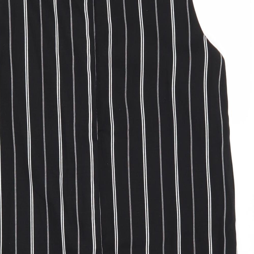 New Look Womens Black Striped Polyester A-Line Size 10 Halter Zip
