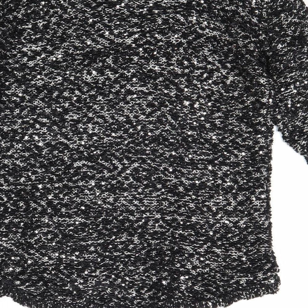 Plaza Italia Womens Black Round Neck Polyester Pullover Jumper Size S